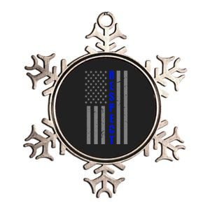 Respect The Blue Support Our Police American Flag Metallic Star Ornament