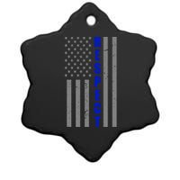 Respect The Blue Support Our Police American Flag Ceramic Star Ornament