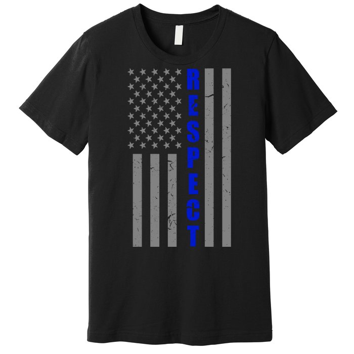 Respect The Blue Support Our Police American Flag Premium T-Shirt