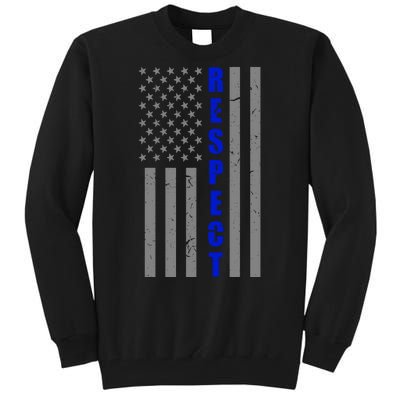 Respect The Blue Support Our Police American Flag Tall Sweatshirt