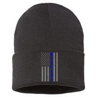 Respect The Blue Support Our Police American Flag Sustainable Knit Beanie