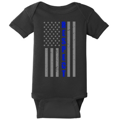 Respect The Blue Support Our Police American Flag Baby Bodysuit