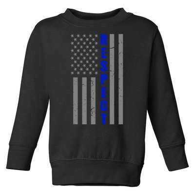 Respect The Blue Support Our Police American Flag Toddler Sweatshirt