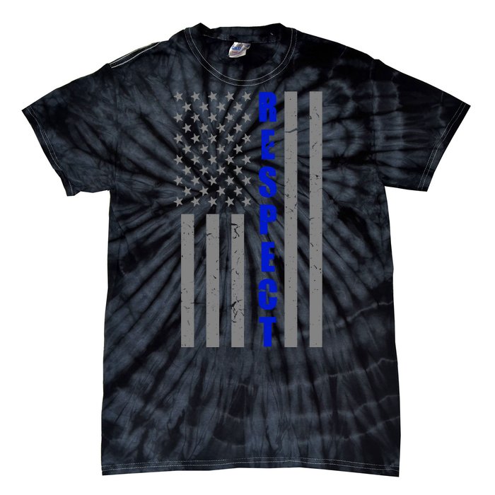 Respect The Blue Support Our Police American Flag Tie-Dye T-Shirt