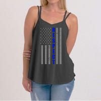 Respect The Blue Support Our Police American Flag Women's Strappy Tank