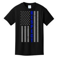 Respect The Blue Support Our Police American Flag Kids T-Shirt