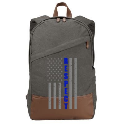 Respect The Blue Support Our Police American Flag Cotton Canvas Backpack