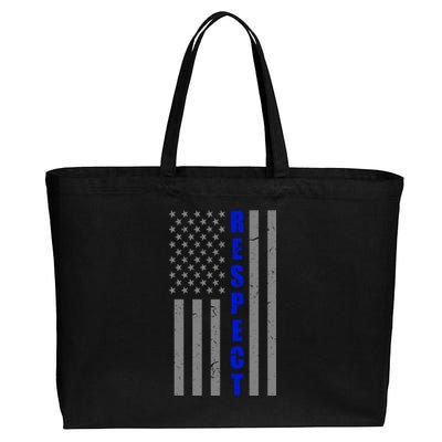 Respect The Blue Support Our Police American Flag Cotton Canvas Jumbo Tote