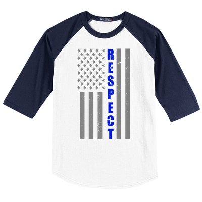 Respect The Blue Support Our Police American Flag Baseball Sleeve Shirt