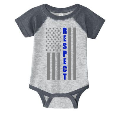 Respect The Blue Support Our Police American Flag Infant Baby Jersey Bodysuit