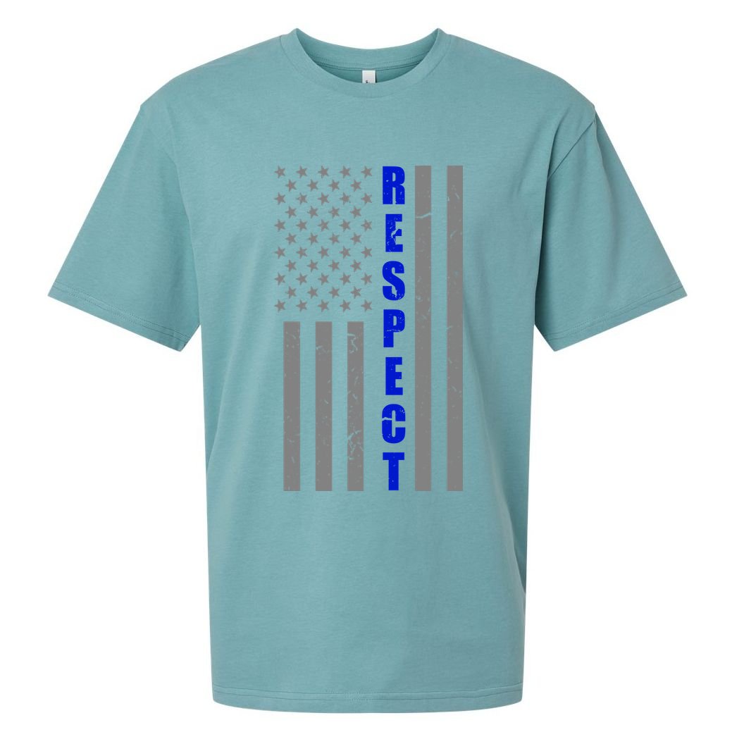Respect The Blue Support Our Police American Flag Sueded Cloud Jersey T-Shirt