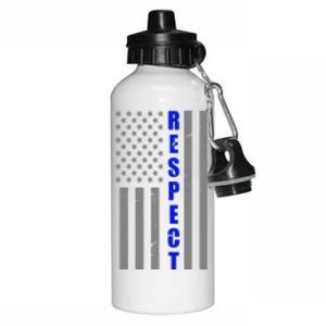 Respect The Blue Support Our Police American Flag Aluminum Water Bottle