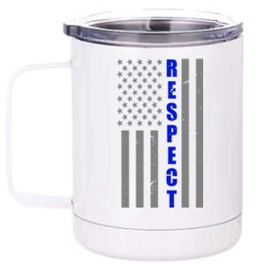 Respect The Blue Support Our Police American Flag 12 oz Stainless Steel Tumbler Cup