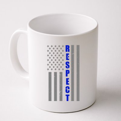 Respect The Blue Support Our Police American Flag Coffee Mug