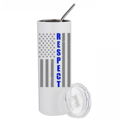 Respect The Blue Support Our Police American Flag Stainless Steel Tumbler