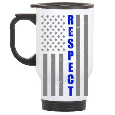 Respect The Blue Support Our Police American Flag Stainless Steel Travel Mug