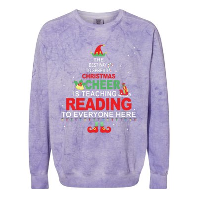 Reading Teacher Christmas Shirts Elf Christmas Cheer Colorblast Crewneck Sweatshirt