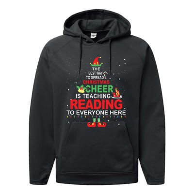 Reading Teacher Christmas Shirts Elf Christmas Cheer Performance Fleece Hoodie