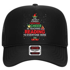 Reading Teacher Christmas Shirts Elf Christmas Cheer High Crown Mesh Back Trucker Hat