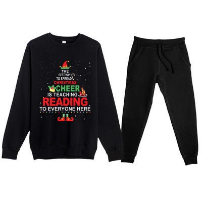 Reading Teacher Christmas Shirts Elf Christmas Cheer Premium Crewneck Sweatsuit Set