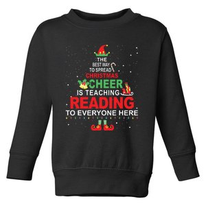 Reading Teacher Christmas Shirts Elf Christmas Cheer Toddler Sweatshirt