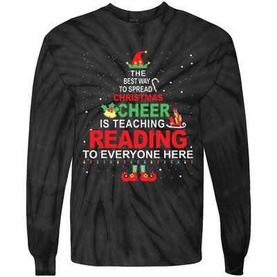 Reading Teacher Christmas Shirts Elf Christmas Cheer Tie-Dye Long Sleeve Shirt