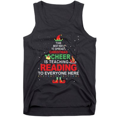 Reading Teacher Christmas Shirts Elf Christmas Cheer Tank Top