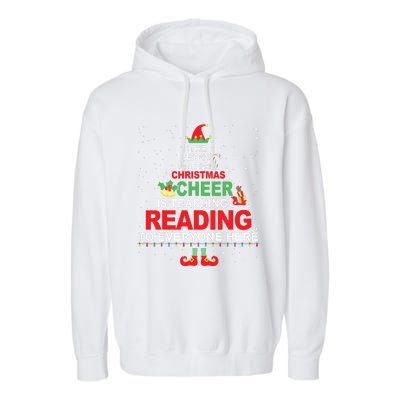 Reading Teacher Christmas Shirts Elf Christmas Cheer Garment-Dyed Fleece Hoodie