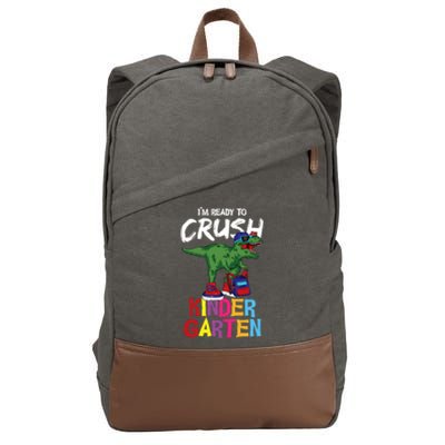 Ready To Crush Kindergarten T Rex Cute Kindergarten Gift Cotton Canvas Backpack