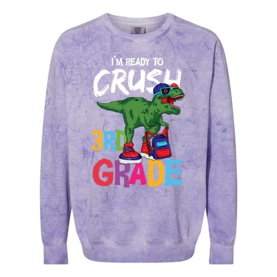 Ready To Crush Third Grade T Rex Cute 3Rd Grade Gift Colorblast Crewneck Sweatshirt