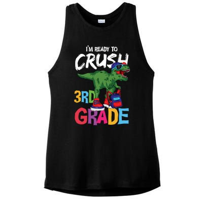 Ready To Crush Third Grade T Rex Cute 3Rd Grade Gift Ladies PosiCharge Tri-Blend Wicking Tank