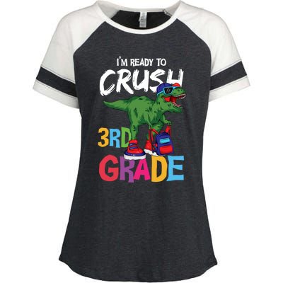 Ready To Crush Third Grade T Rex Cute 3Rd Grade Gift Enza Ladies Jersey Colorblock Tee