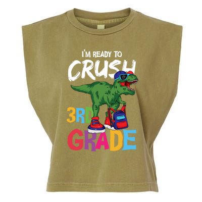 Ready To Crush Third Grade T Rex Cute 3Rd Grade Gift Garment-Dyed Women's Muscle Tee