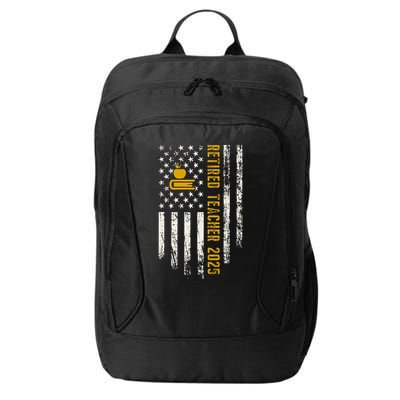 Retired Teacher Class 2025 Vintage Us Flag School Retirement City Backpack