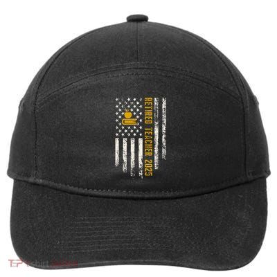 Retired Teacher Class 2025 Vintage Us Flag School Retirement 7-Panel Snapback Hat