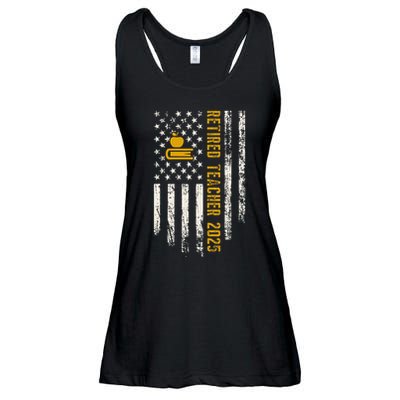 Retired Teacher Class 2025 Vintage Us Flag School Retirement Ladies Essential Flowy Tank