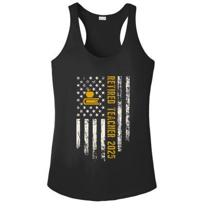 Retired Teacher Class 2025 Vintage Us Flag School Retirement Ladies PosiCharge Competitor Racerback Tank