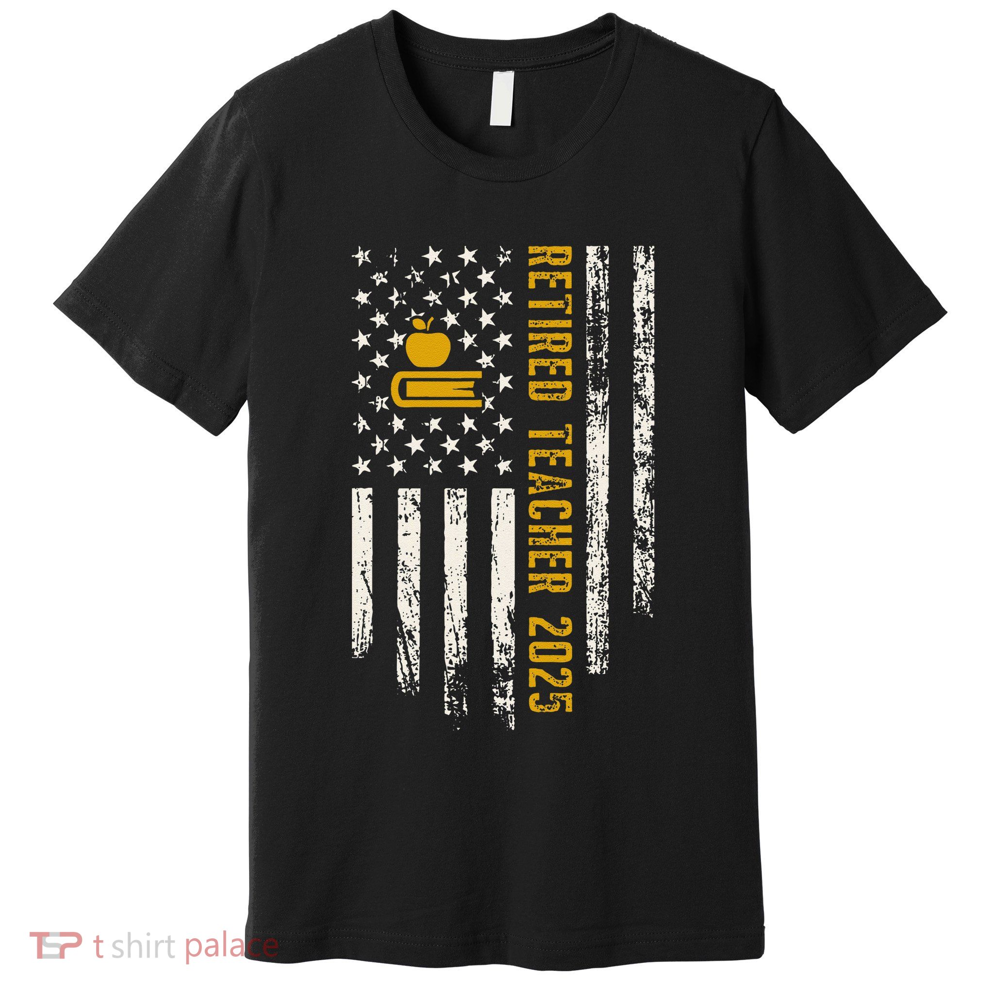 Retired Teacher Class 2025 Vintage Us Flag School Retirement Premium T-Shirt