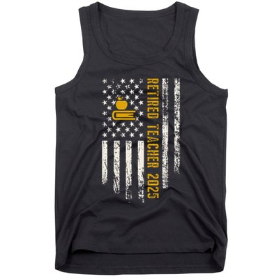 Retired Teacher Class 2025 Vintage Us Flag School Retirement Tank Top