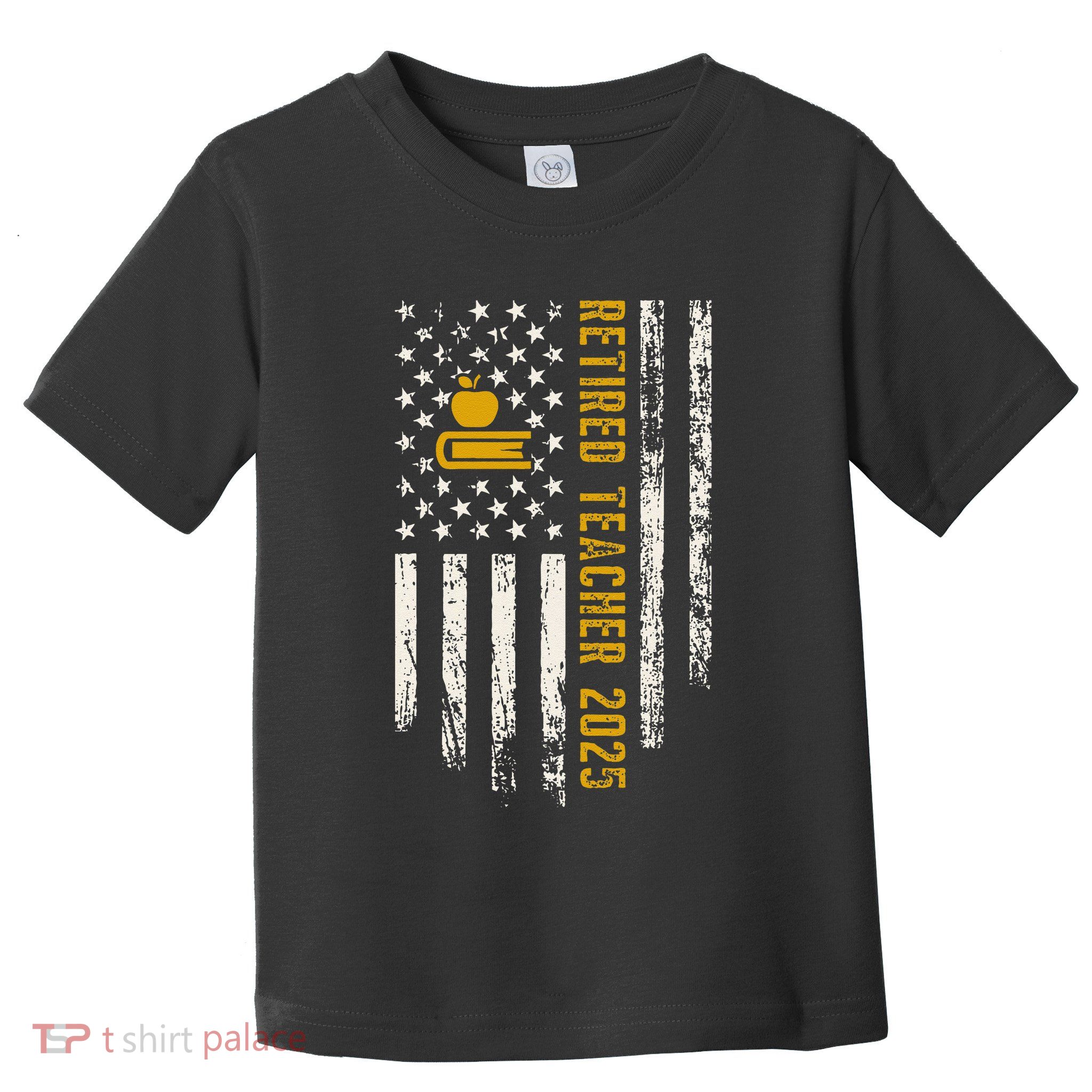 Retired Teacher Class 2025 Vintage Us Flag School Retirement Toddler T-Shirt