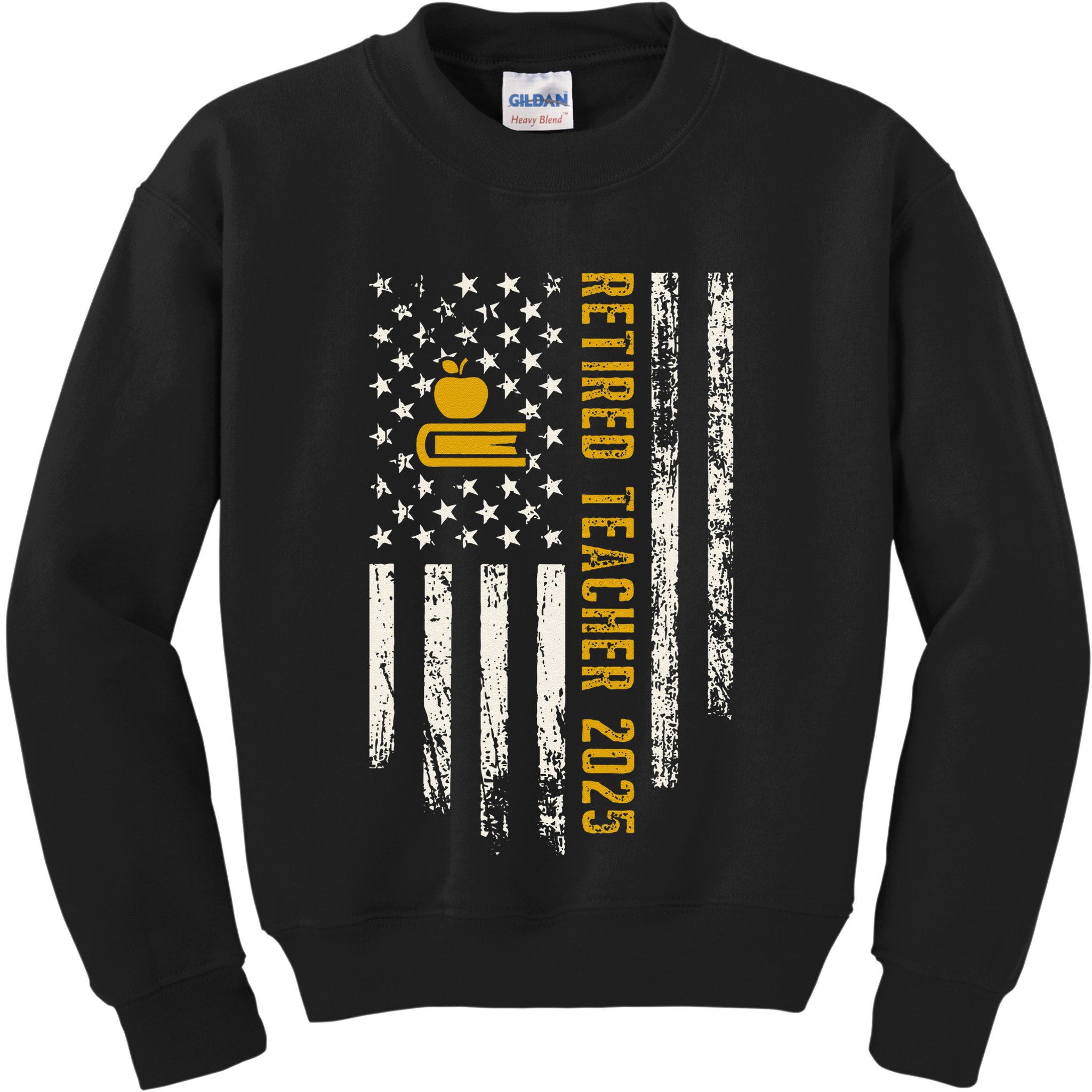 Retired Teacher Class 2025 Vintage Us Flag School Retirement Kids Sweatshirt