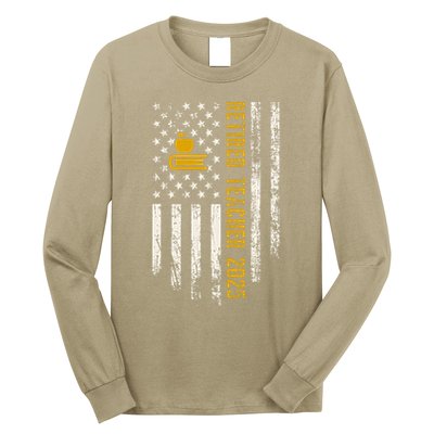 Retired Teacher Class 2025 Vintage Us Flag School Retirement Long Sleeve Shirt