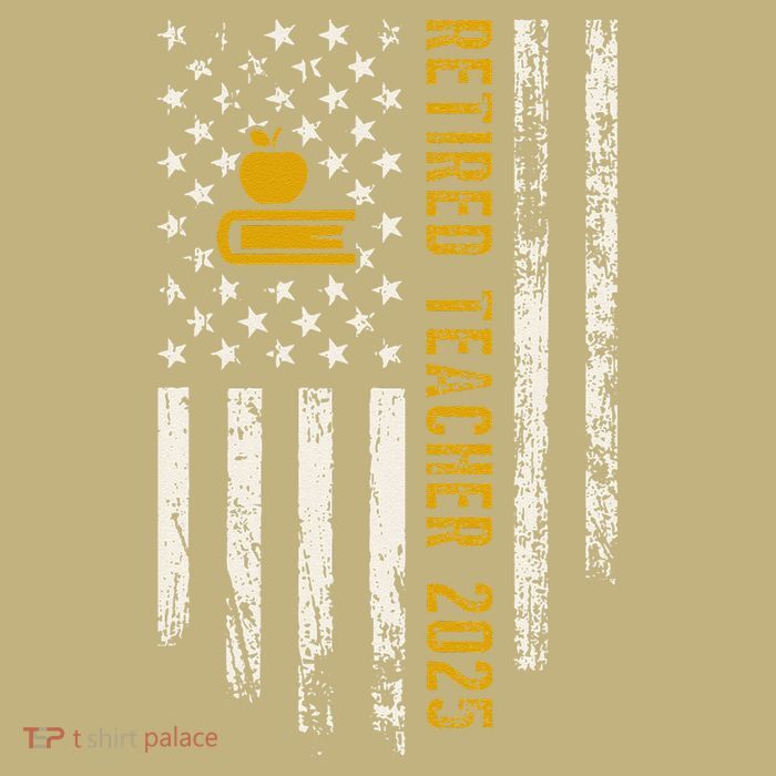 Retired Teacher Class 2025 Vintage Us Flag School Retirement T-Shirt