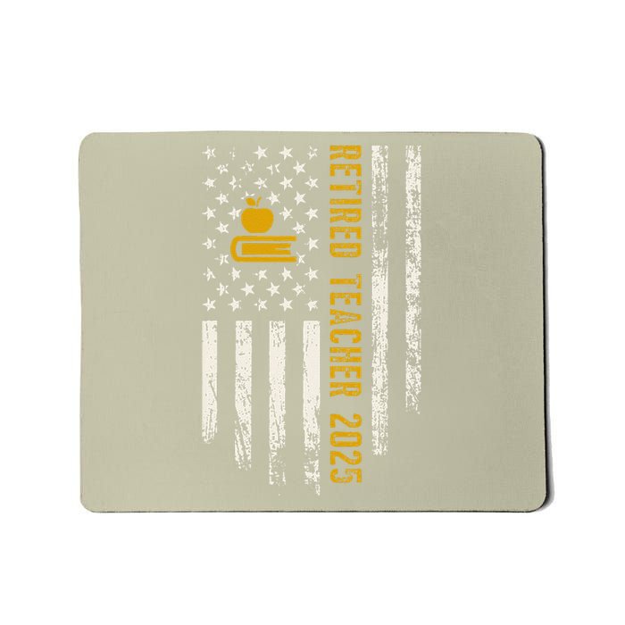 Retired Teacher Class 2025 Vintage Us Flag School Retirement Mousepad