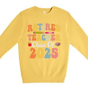 Retired Teacher Class Of 2025 Retro Groovy Teacher Premium Crewneck Sweatshirt