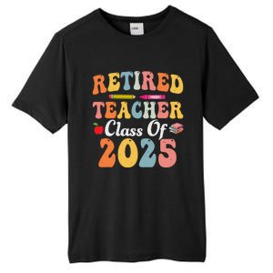 Retired Teacher Class Of 2025 Retro Groovy Teacher Tall Fusion ChromaSoft Performance T-Shirt