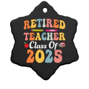 Retired Teacher Class Of 2025 Retro Groovy Teacher Ceramic Star Ornament