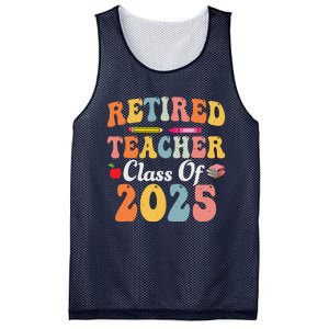 Retired Teacher Class Of 2025 Retro Groovy Teacher Mesh Reversible Basketball Jersey Tank