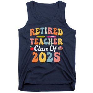 Retired Teacher Class Of 2025 Retro Groovy Teacher Tank Top