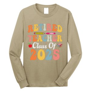 Retired Teacher Class Of 2025 Retro Groovy Teacher Long Sleeve Shirt